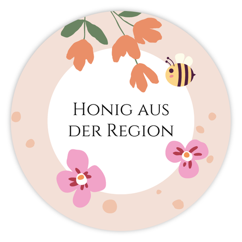 Florale Fiona – Honigetikett Deckeletikett 250g (Kunststoffdeckel)