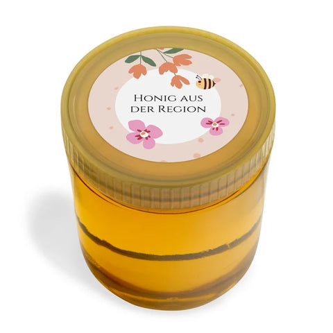 Florale Fiona – Honigetikett Deckeletikett 500g (Kunststoffdeckel)