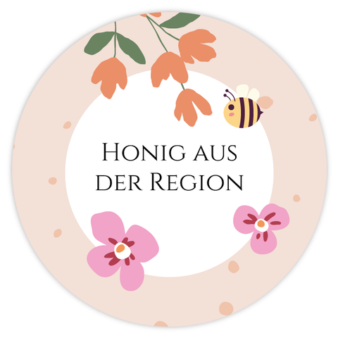 Florale Fiona – Honigetikett Deckeletikett 500g (Kunststoffdeckel)