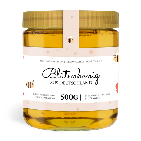 Florale Fiona – Etikett mit Gewährverschluss 500g (Kunststoffdeckel)
