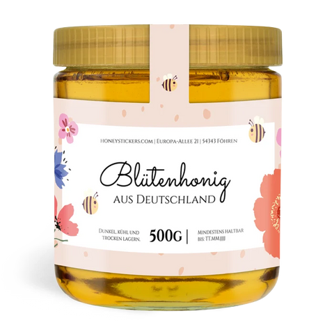 Florale Fiona – Etikett mit Gewährverschluss 500g (Kunststoffdeckel)