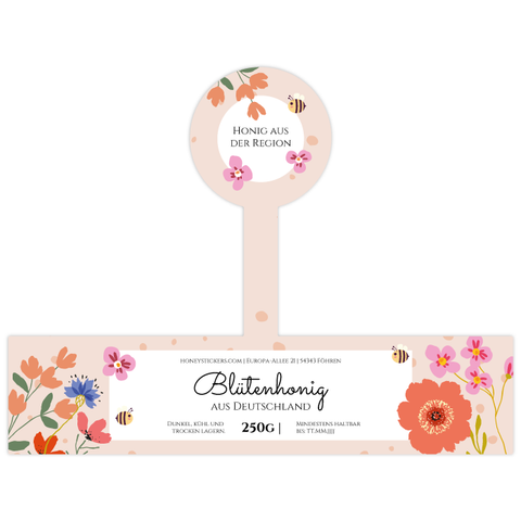 Florale Fiona – Honigetikett mit Gewährverschluss 250g (Twist-Off)
