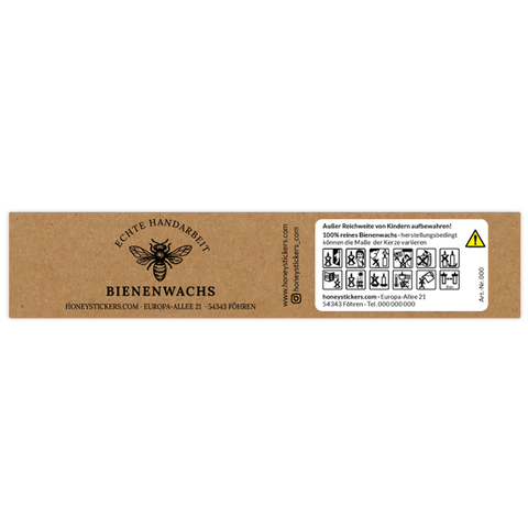 Natürliche Nadja – Banderolenetikett 145x30mm für Stumpenkerzen Ø45mm