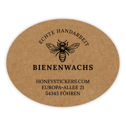 Natürliche Nadja – Ovaler Aufkleber 45x35mm für Stumpenkerzen Ø60mm