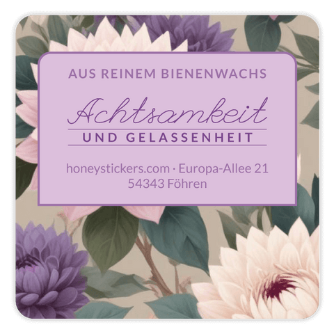 Gelassene Gerda – Quadratischer Aufkleber 50x50mm für Kerzen im 375g-Glas