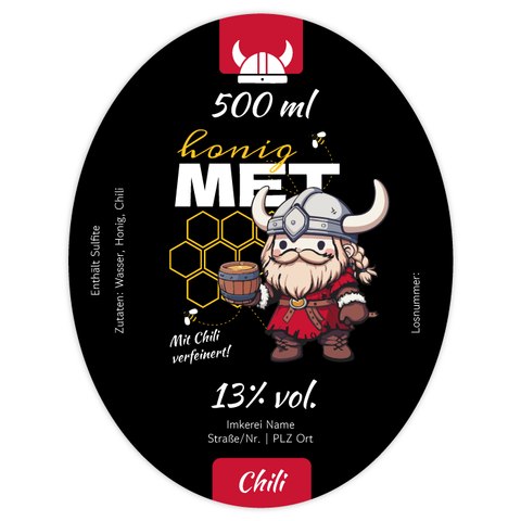 Wilder Wiki – Ovales Flaschenetikett 70x90mm für 500ml Met
