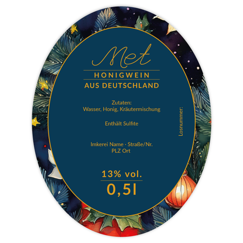 Leuchtende Leonie – Ovales Flaschenetikett 70x90mm für 500ml Met