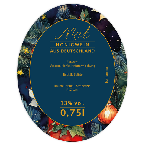 Leuchtende Leonie – Ovales Flaschenetikett 80x100mm für 750ml Met