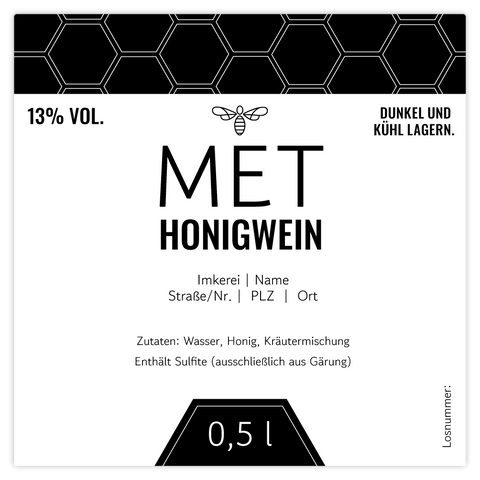 Moderner Marlo – Quadratisches Flaschenetikett 80x80mm für 500ml Met