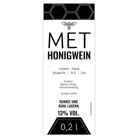 Moderner Marlo – Rechteckiges Flaschenetikett 35x90mm für 200ml Met