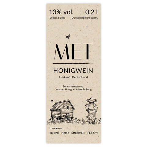 Idyllische Ida – Rechteckiges Flaschenetikett 35x90mm für 200ml Met
