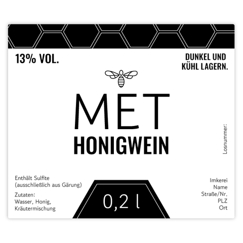 Moderner Marlo – Rechteckiges Flaschenetikett 70x60mm für 200ml Met
