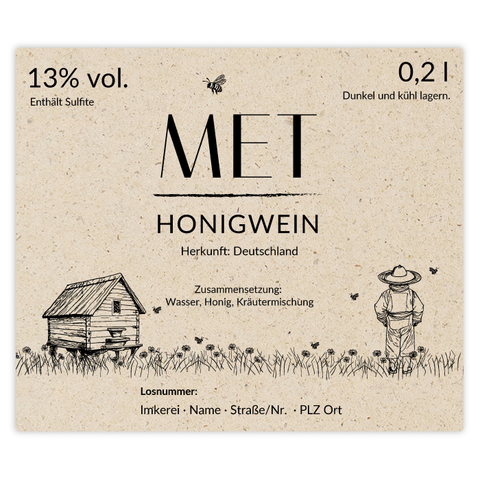 Idyllische Ida – Rechteckiges Flaschenetikett 70x60mm für 200ml Met