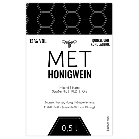 Moderner Marlo – Rechteckiges Flaschenetikett 65x100mm für 500ml Met
