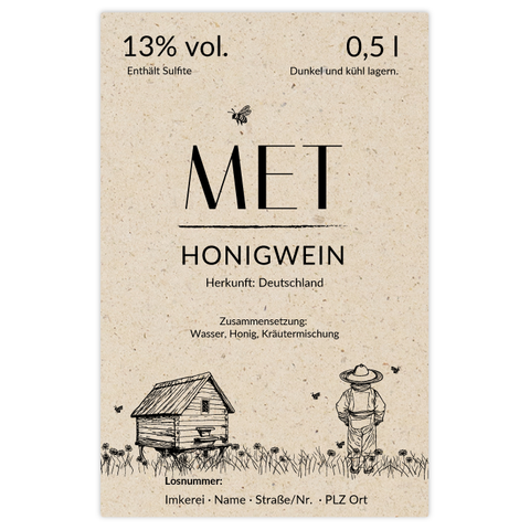 Idyllische Ida – Rechteckiges Flaschenetikett 65x100mm für 500ml Met