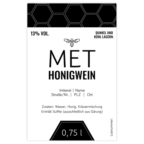 Moderner Marlo – Rechteckiges Flaschenetikett 65x100mm für 750ml Met