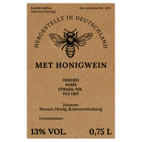 Natürliche Nadja – Rechteckiges Flaschenetikett 65x100mm für 750ml Met