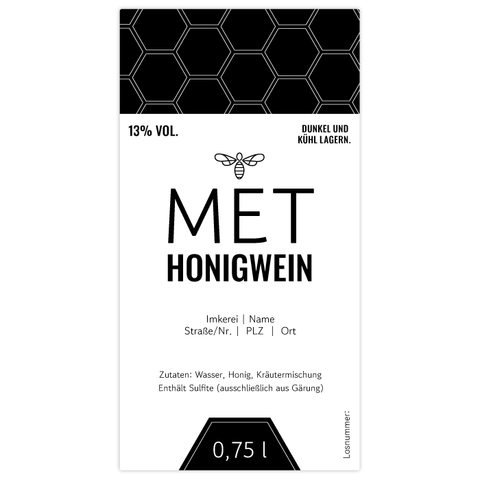 Moderner Marlo – Rechteckiges Flaschenetikett 65x125mm für 750ml Met