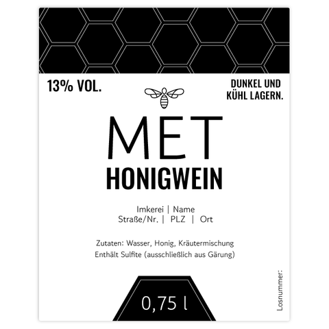 Moderner Marlo – Rechteckiges Flaschenetikett 80x100mm für 750ml Met