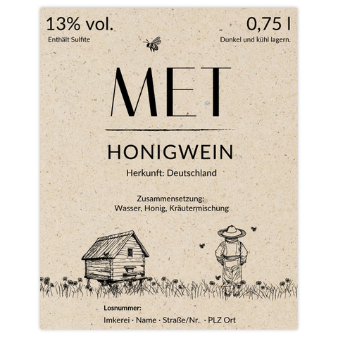 Idyllische Ida – Rechteckiges Flaschenetikett 80x100mm für 750ml Met