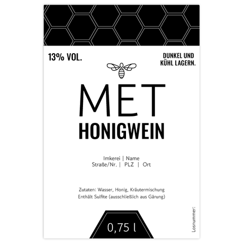 Moderner Marlo – Rechteckiges Flaschenetikett 80x120mm für 750ml Met