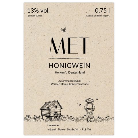 Idyllische Ida – Rechteckiges Flaschenetikett 85x125mm für 750ml Met