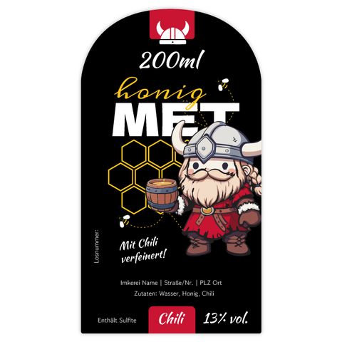 Wilder Wiki – Rechteckiges Flaschenetikett mit Abrundung 50x90mm für 200ml Met