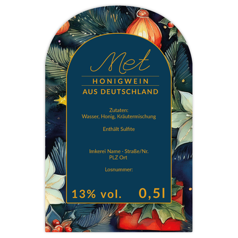 Leuchtende Leonie – Rechteckiges Flaschenetikett mit Abrundung 65x100mm für 500ml Met