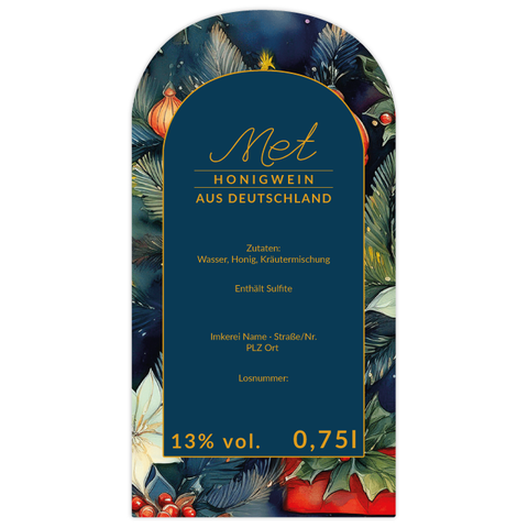 Leuchtende Leonie – Rechteckiges Flaschenetikett mit Abrundung 65x125mm für 750ml Met