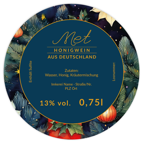 Leuchtende Leonie – Rundes Flaschenetikett mit Abrundung 90x90mm für 750ml Met