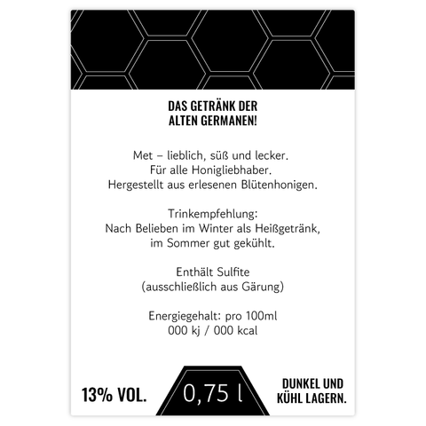 Moderner Marlo – Rechteckiges Rückenetikett 70x100mm für 750ml Met