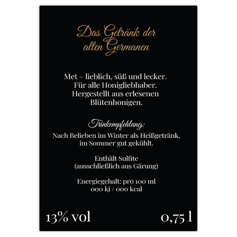 Nobler Norbert – Rechteckiges Rückenetikett 70x100mm für 750ml Met