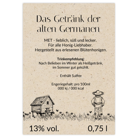 Idyllische Ida – Rechteckiges Rückenetikett 70x100mm für 750ml Met
