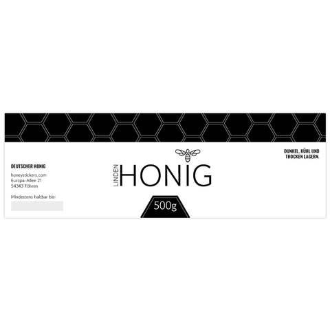 500g Sticker Honig rechteckiges Etikett 500g – Moderner Marlo – honeystickers