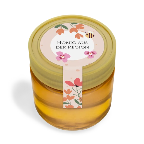 Florale Fiona – Honigetikett  Siegeletikett mit Frischesiegel 250g (Kunststoffdeckel)