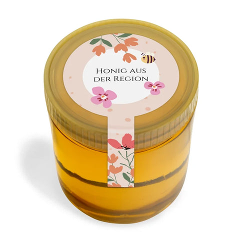 Florale Fiona – Honigetikett für Deckel mit Frischesiegel 500g (Kunststoffdeckel)