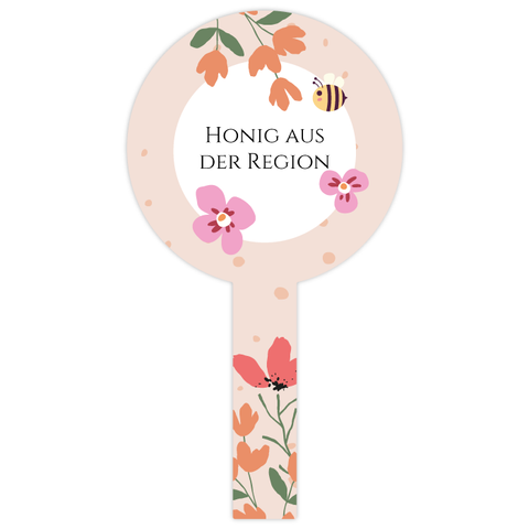 Florale Fiona – Honigetikett für Deckel mit Frischesiegel 500g (Kunststoffdeckel)