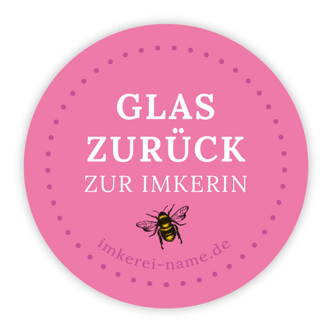 Runder Sticker 30x30mm - Glas zurück zur Imkerin | Biene