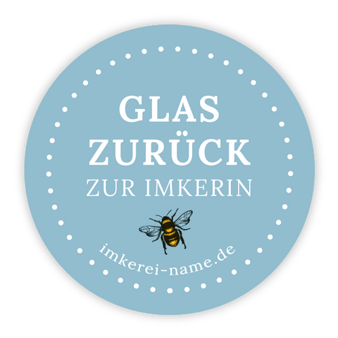 Runder Sticker 30x30mm - Glas zurück zur Imkerin | Biene