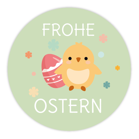 Runder Sticker 40x40mm - Frohe Ostern Küken