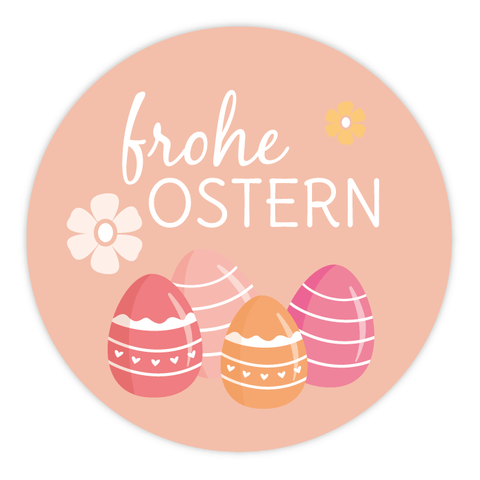 Runder Sticker 40x40mm - Frohe Ostern Ostereier