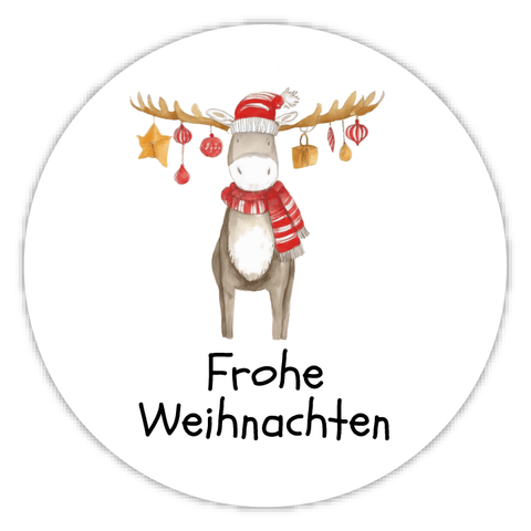 Runder Sticker 50x50mm - Weihnachten Elch