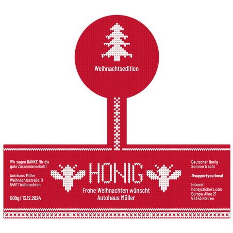 Weihnachtliche Wilma - Etikett mit Gewährverschluss 500g (Kunststoffdeckel)