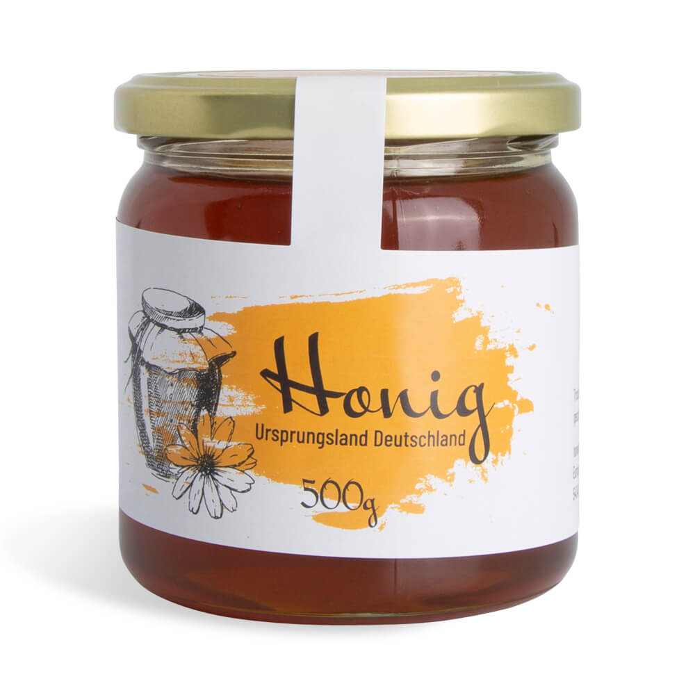 500g Sticker Honig Gewährverschlussetikett 500g – Klecksige Katja – honeystickers